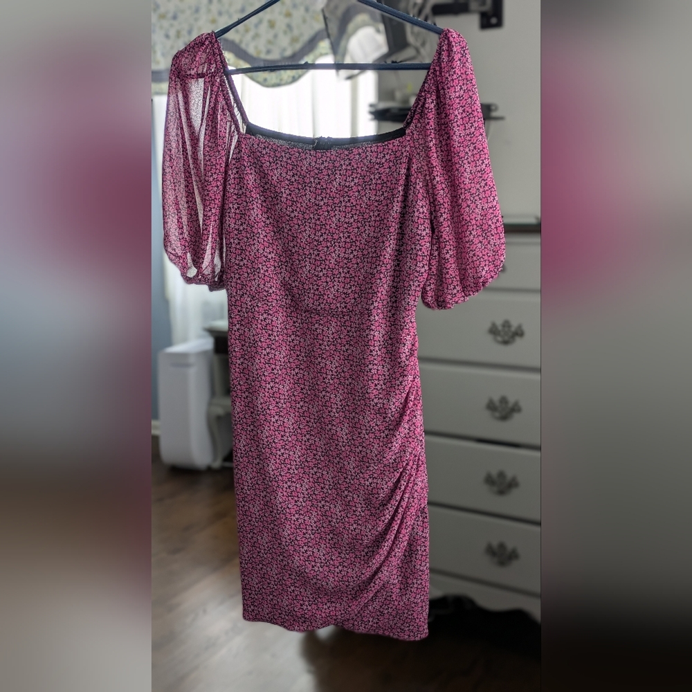 Lush Pink and Black Floral Dress